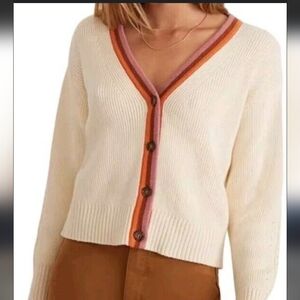 Cream V-Neck Button-Up Sweater